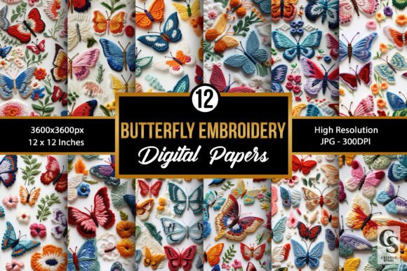 Butterfly Embroidery Seamless Patterns