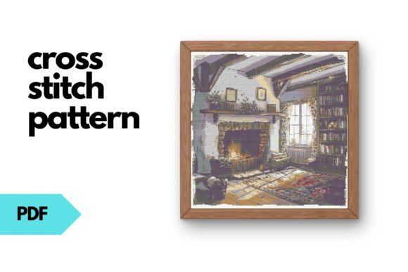 Cozy Fireplace Cross Stitch Pattern