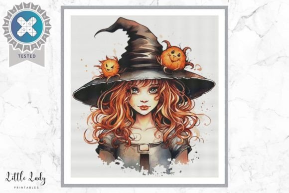 Cute Halloween Witch Cross Stitch PDF