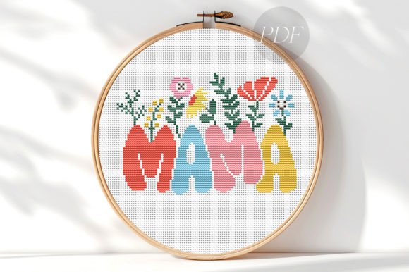 Mama Floral Cross Stitch Pattern
